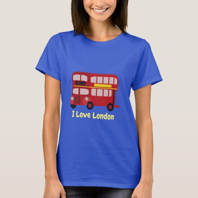 Illustrated Double Decker London Red Bus T-Shirt (Front)
