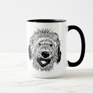 Illustrated drawing of Goldendoodle Mug