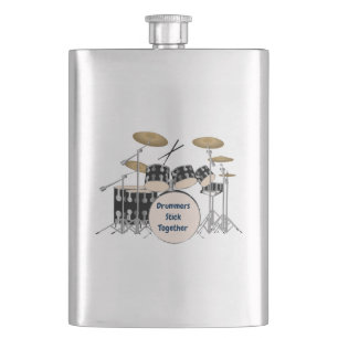 Illustrated Drum Set Hip Flask