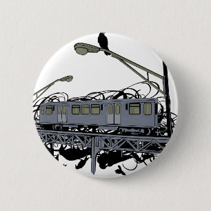 Illustrated El Train & Crows 6 Cm Round Badge
