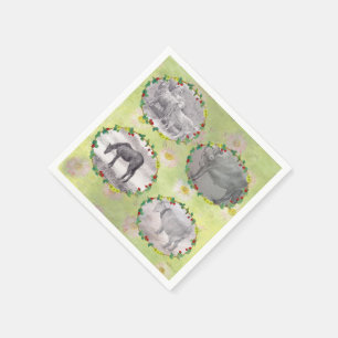 Illustrated Farm Animals on Wildflower Napkin