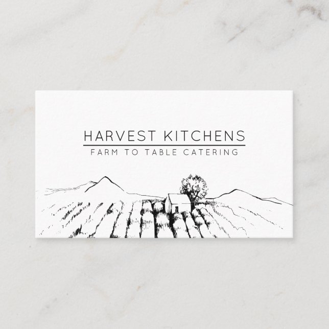 Illustrated Farm Field Catering Business Caterer Card (Front)