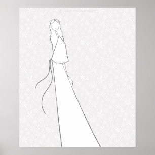 Illustrated Fashion Wedding Bride Colouring Page Poster
