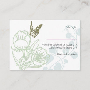 Illustrated Flora & Butterfly Spring Wedding Enclosure Card