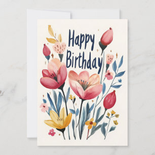 Illustrated Floral Birthday Party Invitation
