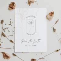 Illustrated flower simple classic save the date in