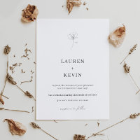 Illustrated flower simple classic wedding invitati