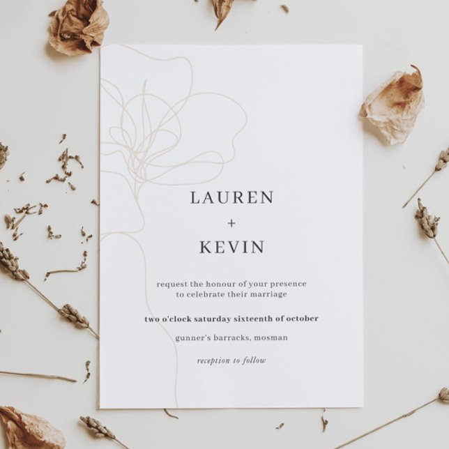 Illustrated flower simple classic wedding invitation (Creator Uploaded)