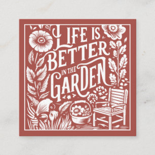 Illustrated Gardener Landscaper Terracotta Square Business Card