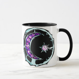 Illustrated gemstone crescent moon and star. mug