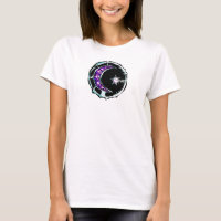 Illustrated gemstone crescent moon and star.