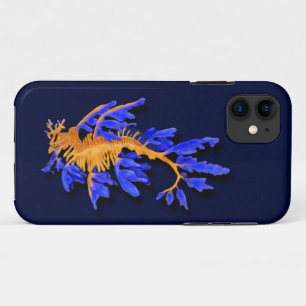 Illustrated Gold & Blue Leafy seadragon Case-Mate iPhone Case