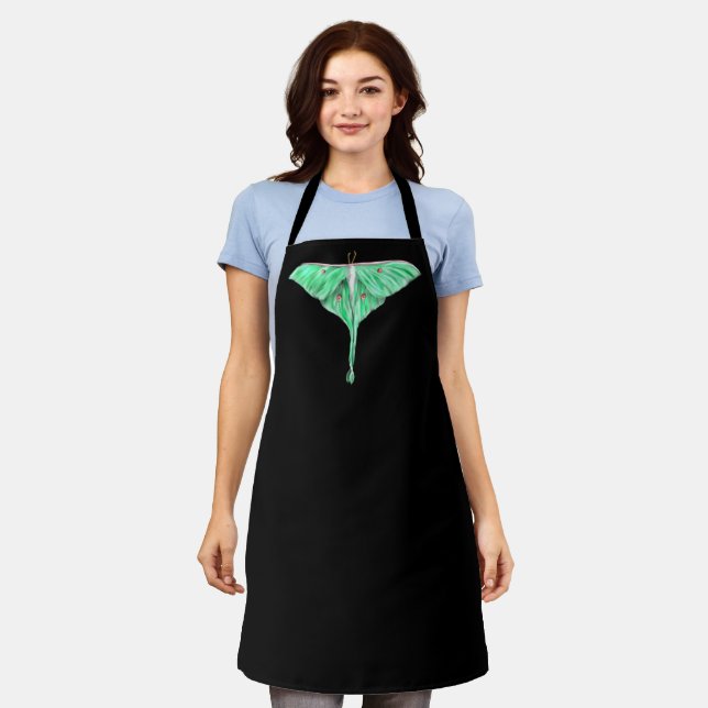 Illustrated Green Lunar Moth Apron (Worn)