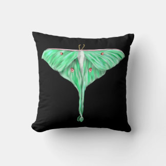 Illustrated Green Lunar Moth Cushion
