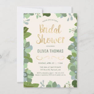 Illustrated Greenery Spring, Floral Invitation