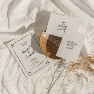 Illustrated Hand Drawn Whimsical Cute Wedding Invitation