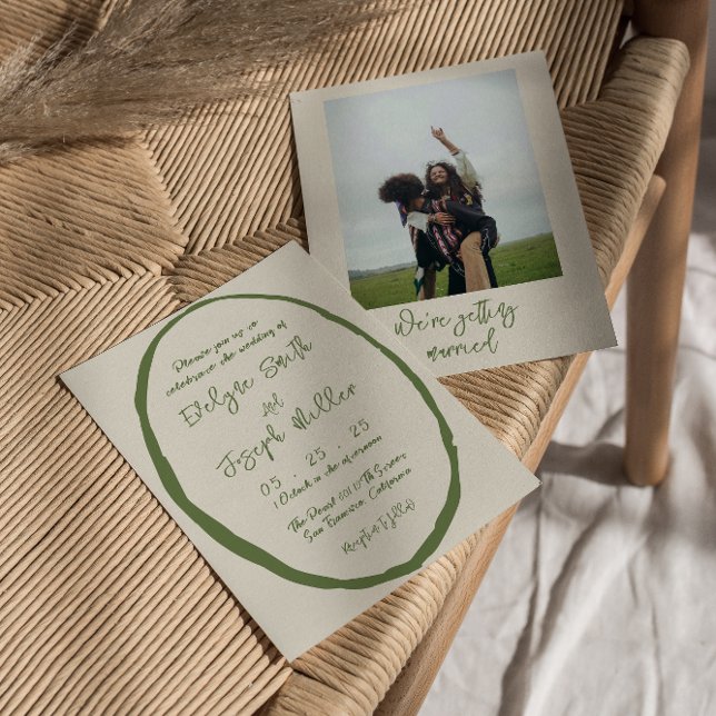 Illustrated Hand Drawn Written Photo Wedding  Invitation (Creator Uploaded)