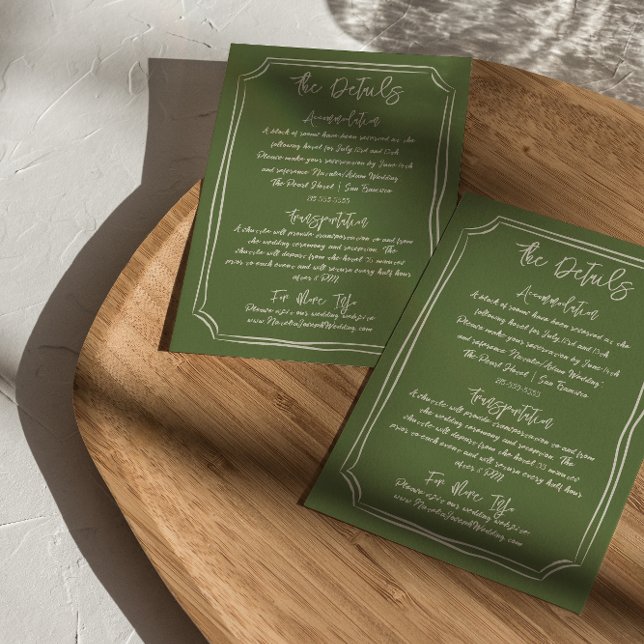 Illustrated Hand Drawn Written Wedding Details   Enclosure Card (Creator Uploaded)