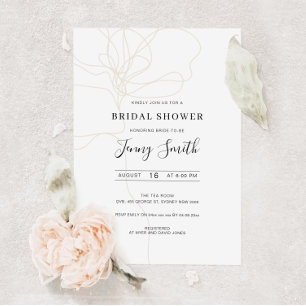 Illustrated handdrawn flower bridal shower invitation
