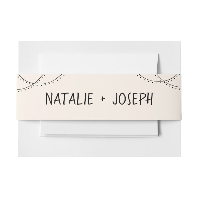 Illustrated Handwritten Retro Italian Wedding Invitation Belly Band (Front Example)