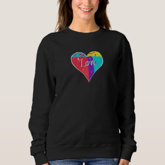 Illustrated Heart with the Word Love in Retro 60s Sweatshirt