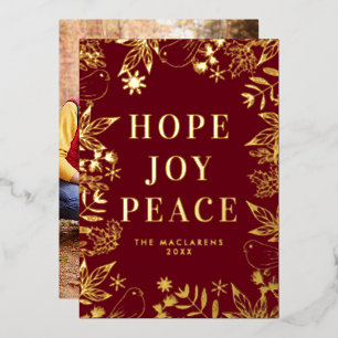 Illustrated Hope Joy Peace Red and Gold Photo