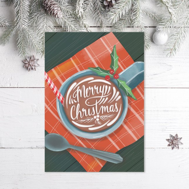 Illustrated Hot Cocoa Merry Christmas  Holiday Card (Creator Uploaded)