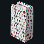 Illustrated Ice Skaters Winter Holiday Christmas Small Gift Bag<br><div class="desc">Illustrated ice skaters in colourful winter clothing</div>