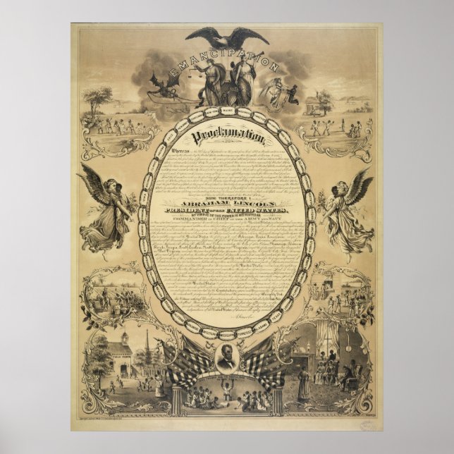 Illustrated Image of the Emancipation Proclamation Poster (Front)