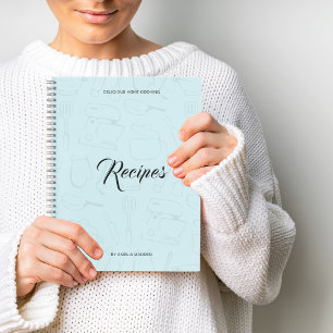 Illustrated Kitchen Utensils Personalised Recipe N Notebook