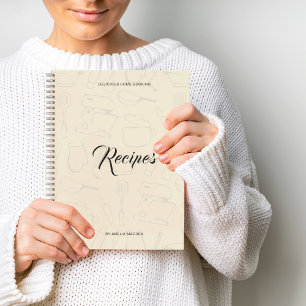 Illustrated Kitchen Utensils Personalized Recipe N Notebook