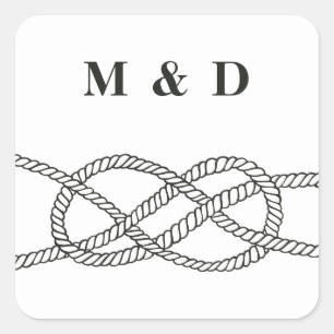 Illustrated Knot Envelope Seal Sticker - Black