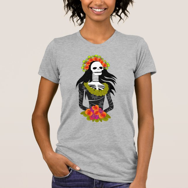 Illustrated La Catarina for Day of the Dead T-Shirt (Front)