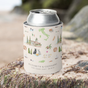 Illustrated Lake Como Italy Wedding Can Cooler