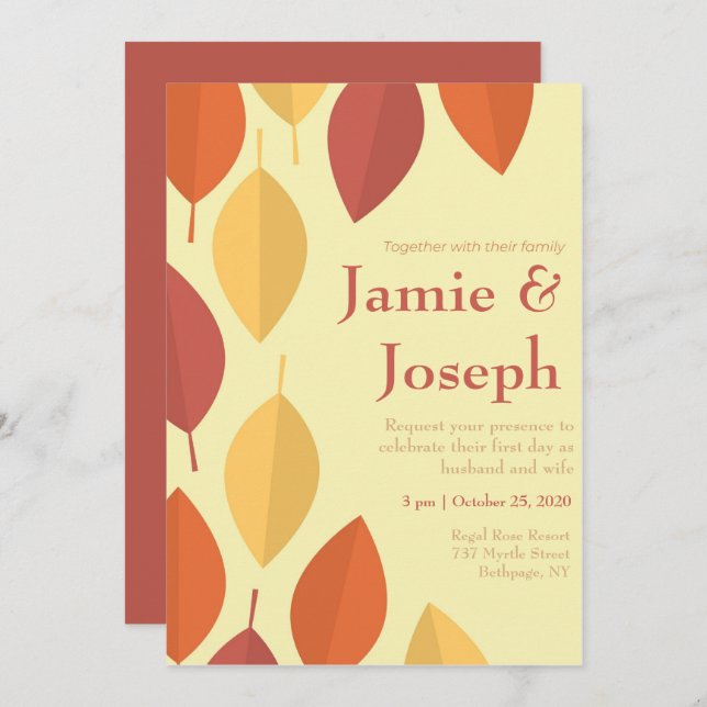 Illustrated Leaves Fall Invitation (Front/Back)