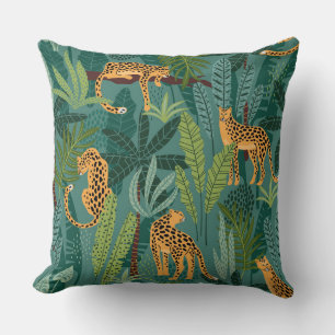Illustrated leopard design cushion
