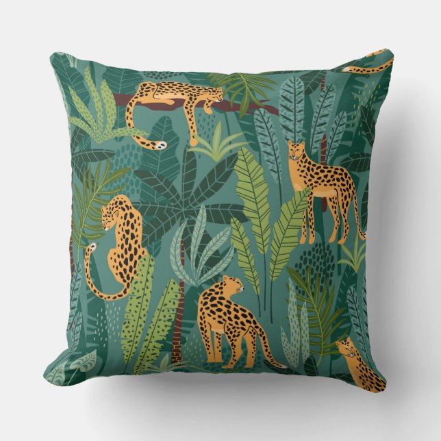 Illustrated leopard design cushion (Front)