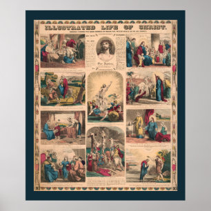 Illustrated Life of Christ 1856 Lithograph Poster