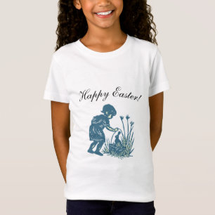 Illustrated Little child & bunny Happy Easter T-Shirt