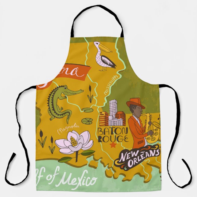 Illustrated Louisiana map: travel highlights. Apron (Front)