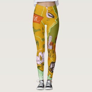 Illustrated Louisiana map: travel highlights. Leggings