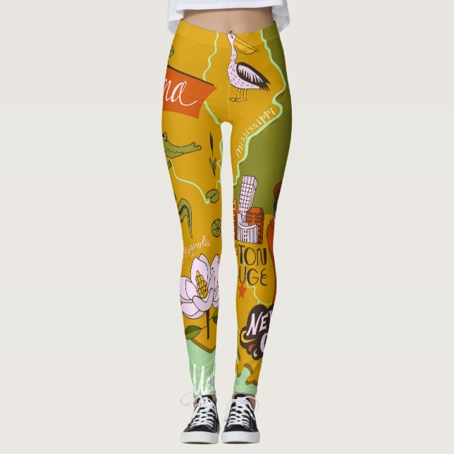Illustrated Louisiana map: travel highlights. Leggings (Front)