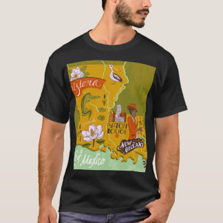Illustrated Louisiana map: travel highlights. T-Shirt