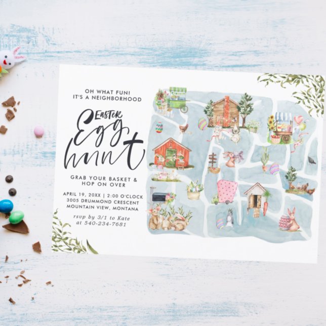 Illustrated Map | Neighbourhood Easter Egg Hunt Invitation (Creator Uploaded)