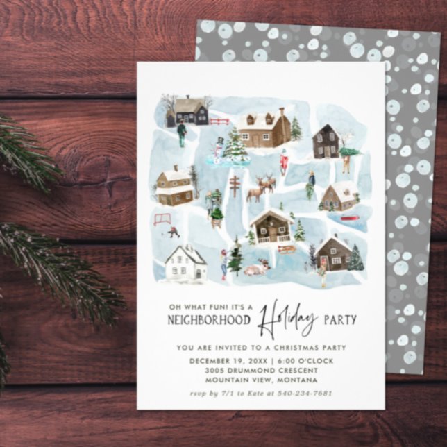 Illustrated Map | Neighbourhood Holiday Party Invitation (Creator Uploaded)