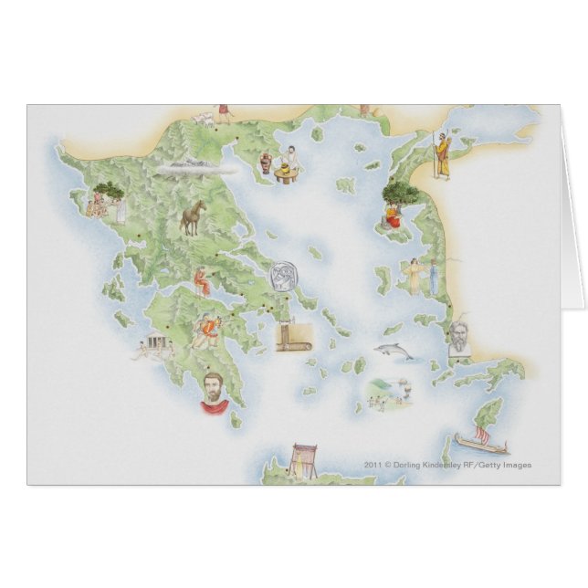 Illustrated map of Ancient Greece (Front Horizontal)