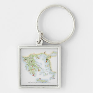 Illustrated map of Ancient Greece Key Ring