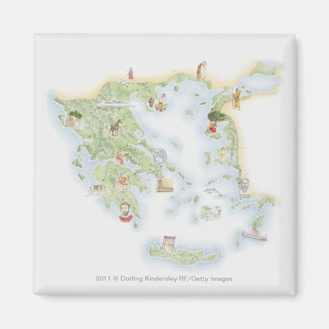 Illustrated map of Ancient Greece Magnet (Front)