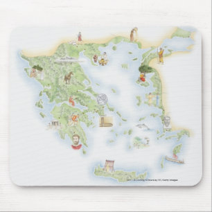 Illustrated map of Ancient Greece Mouse Pad