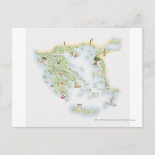Illustrated map of Ancient Greece Postcard